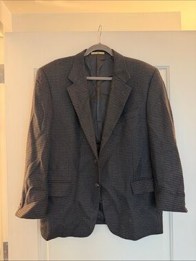 Men's Gray Houndstooth Blazer - Classic Single-Breast Jacket